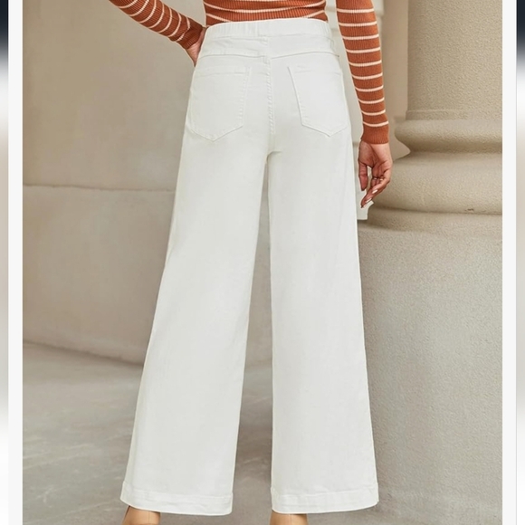 White Women's Wide-Leg Pants - Picture 2 of 16